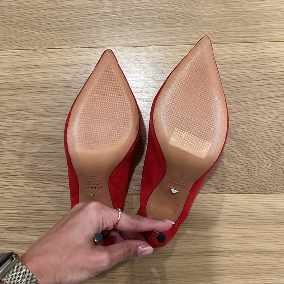 Never worn red schutz mule heels - Picture 3 of 3